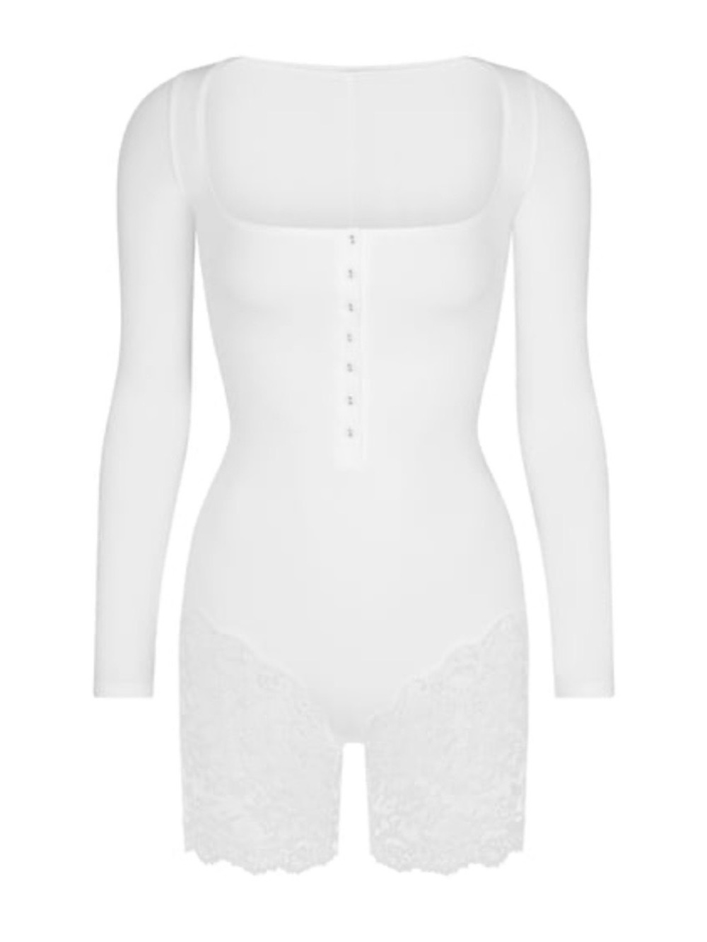 SKIMS White Fits Everybody Lace Long Sleeve Onesie NWT 4X Color Snow